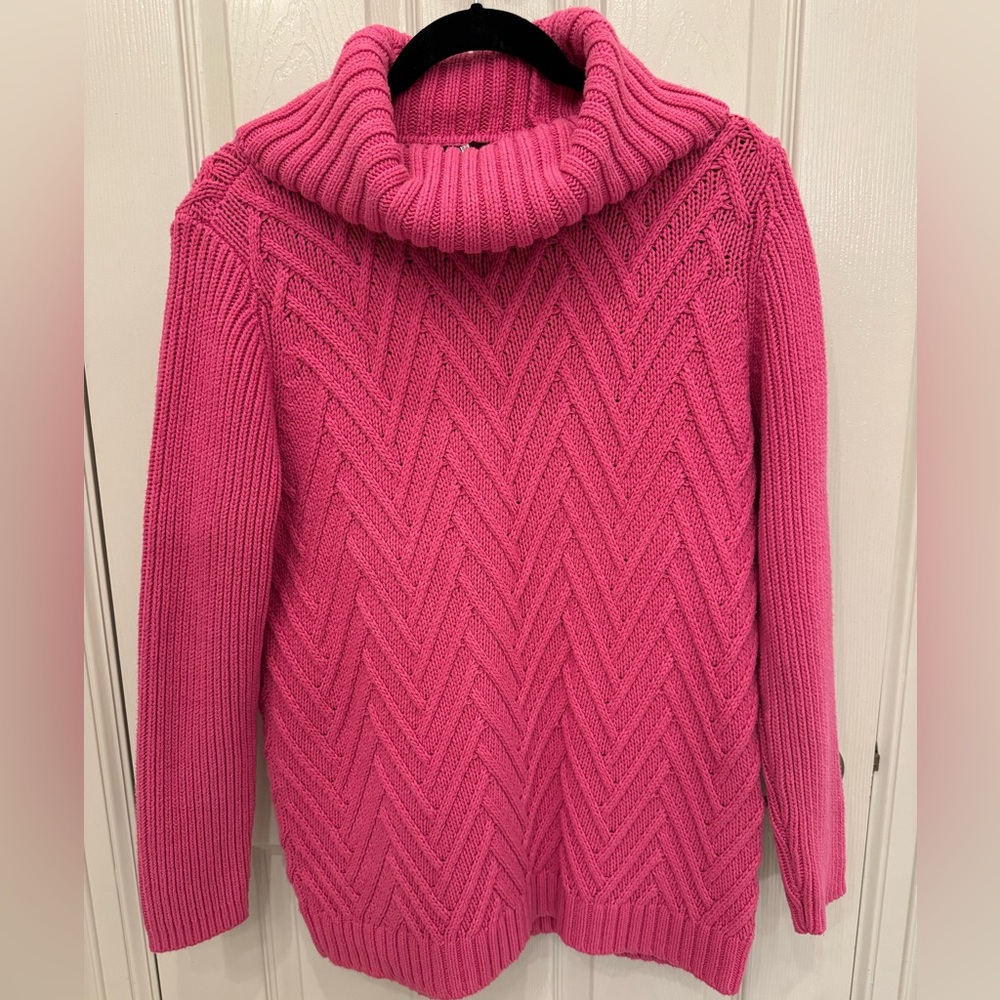 Talbots Bright Pink Cowl Neck Sweater - Petite Large